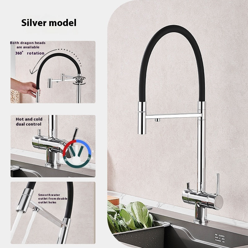 Kitchen Copper Pure Water Three-in-one Faucet