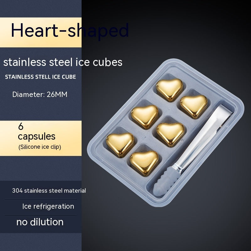 304 Heart-shaped Gold Stainless Steel Ice Cube