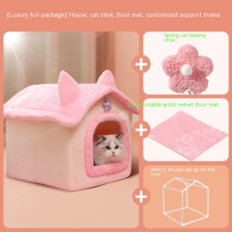 Cute Princess Cat Nest Thickened Puppet Winter Cat Pet Princess Bed