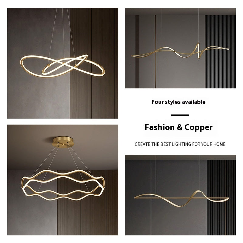 All Copper Minimalist Living Room Chandelier Modern Light Luxury Creative Chandelier