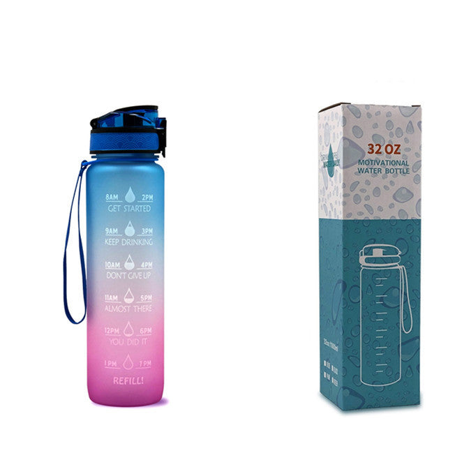 Bouteille d'eau Tritan 1L avec marqueur de temps, couvercle de rebond, bouteille d'eau de motivation, tasse étanche pour cyclisme, bouteilles de sport et de Fitness