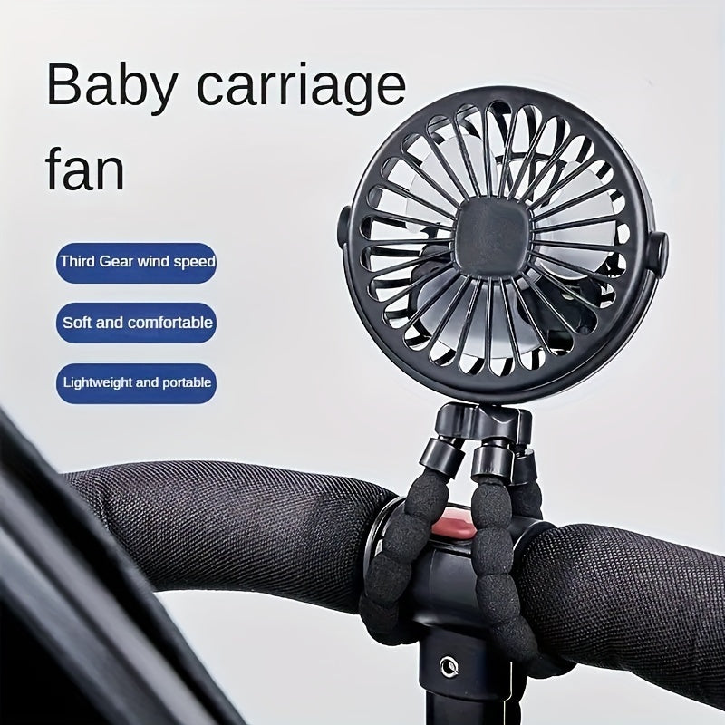 New Portable USB Mini Fan Octopus Adjustable Fan With Light Flexible Tripod For Stroller Desk Multifunctional Scene