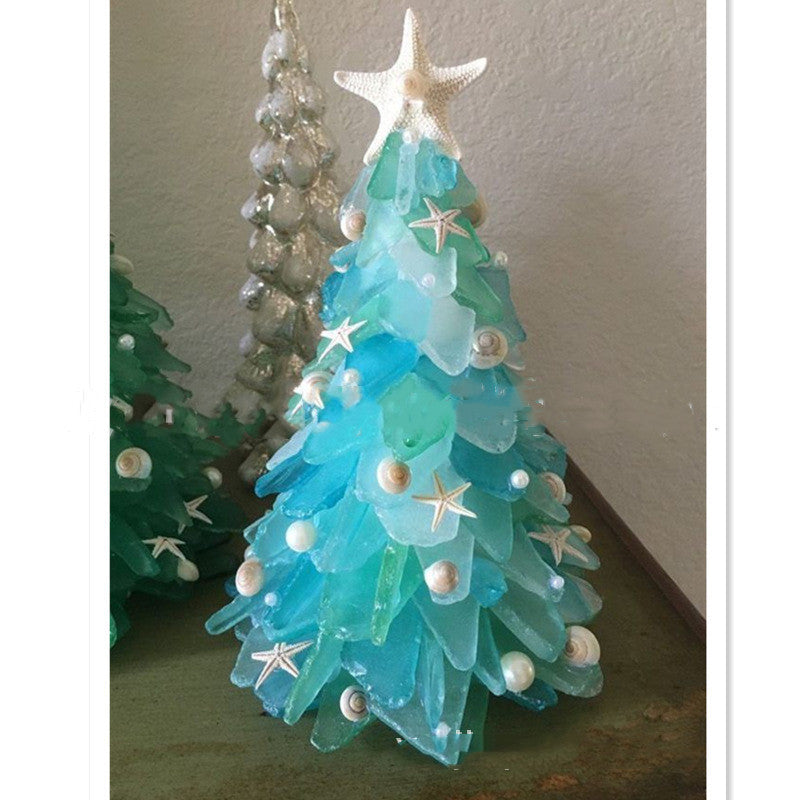 Décoration de Noël DIY Sapin de Noël bleu en verre Décoration créative unique