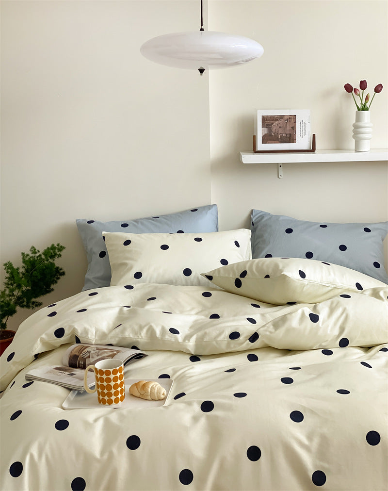 Green Polka Dot All Cotton Pure Cotton Artistic 15 M18 M Bed Four-piece Set