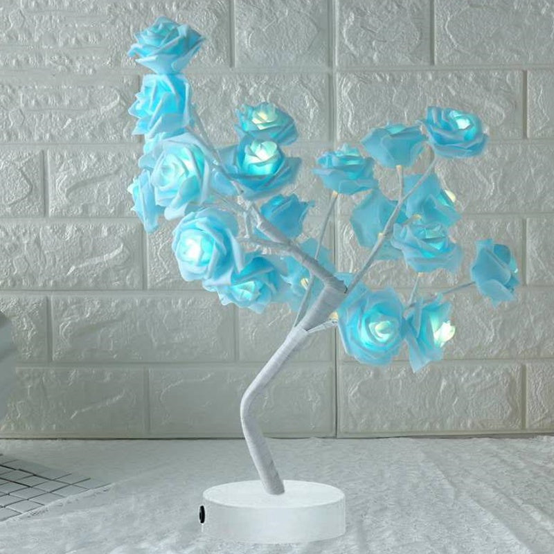 Rose fleur lampe USB LED à piles lampe de Table bonsaï arbre veilleuses guirlande chambre décoration lumières décor à la maison