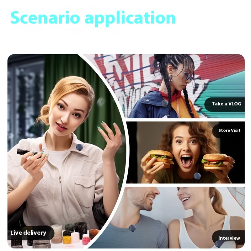 Microphone à collier sans fil avec boutons, diffusion en direct Mobile avec enregistrement de marchandises, réduction du bruit