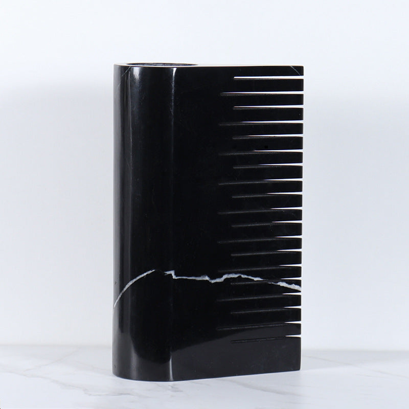 Black And White Marble Flat Vase