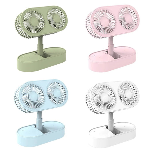 Desktop Small Fans Folding Telescopic 3 File Mini Table Fan Portable Dual Motor USB Rechargeable Cooling Electric Fan