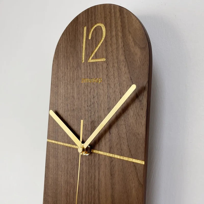 Horloge suspendue silencieuse en bois de noyer d'art créatif