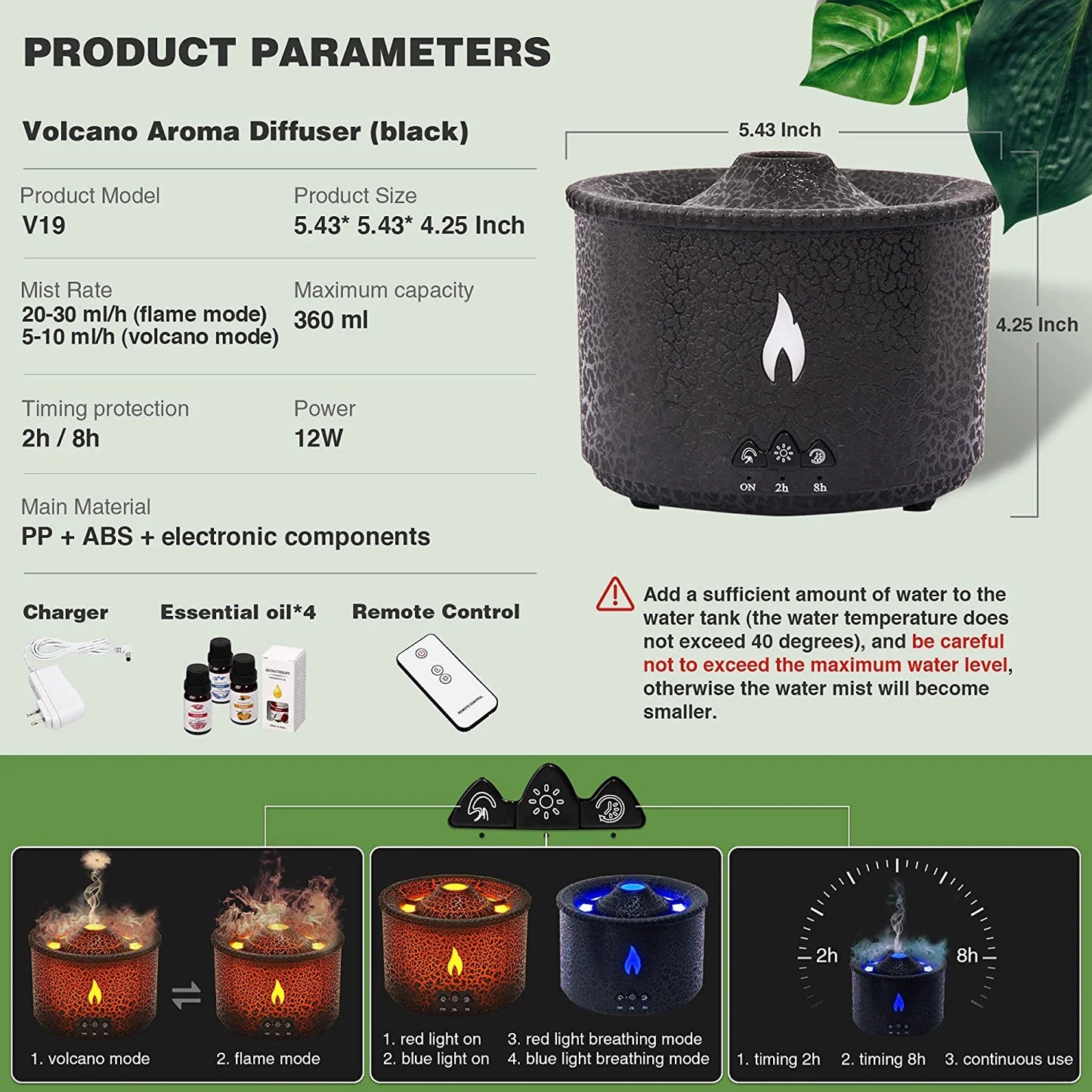 Difusor de aire humidificador de volcán de fuego de medusas al por mayor Mini difusor volcánico de aroma esencial de aceite de llama portátil al por mayor