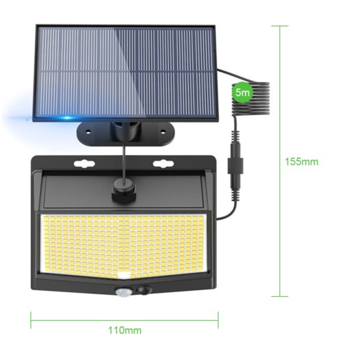 Applique murale solaire 468 LED PIR capteur de mouvement jardin sécurité hangar lampe extérieure royaume-uni