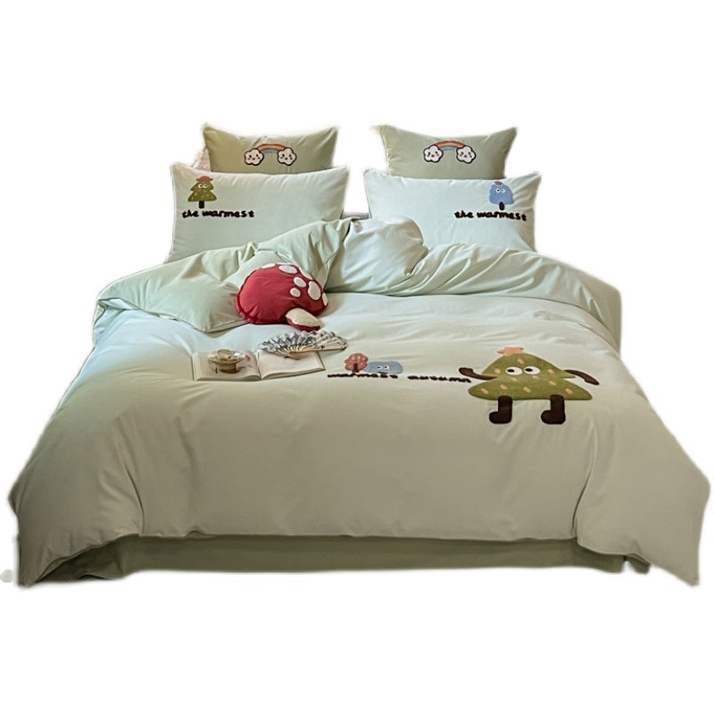 Housse de couette en coton, Style mignon de dessin animé, drap de lit, literie