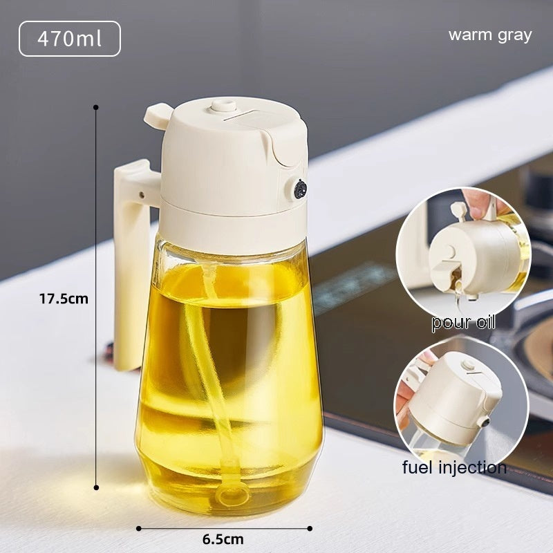 Huileur en verre deux en un, pressage automatique, bouteille de distribution d'huile de pulvérisation de grande capacité