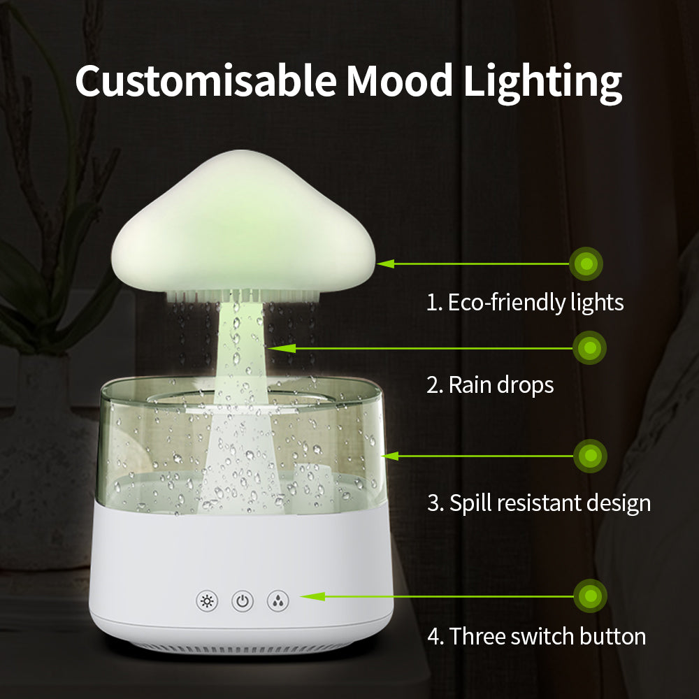 Humidificador USB con forma de nube de lluvia, difusor de nube de lluvia con forma de seta y goteo de agua, lámpara aromática con sonido de gota de agua para el hogar, venta al por mayor de fábrica