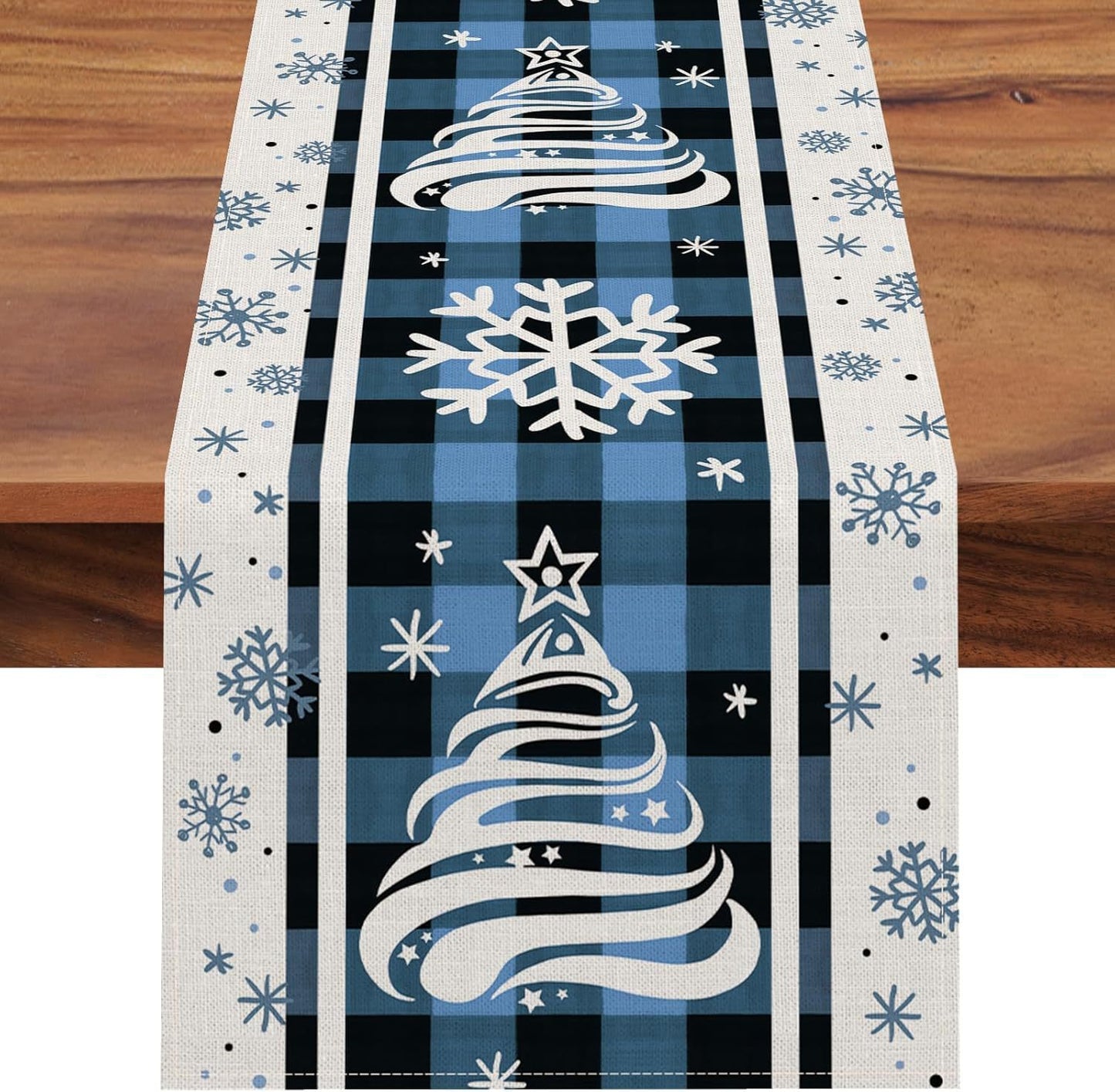 Christmas Trees Merry Xmas Table Runner, Seasonal Winter Holiday Kitchen Dining Table Decoration For Indoor Outdoor Home Party Decor 13 X 72 Inch