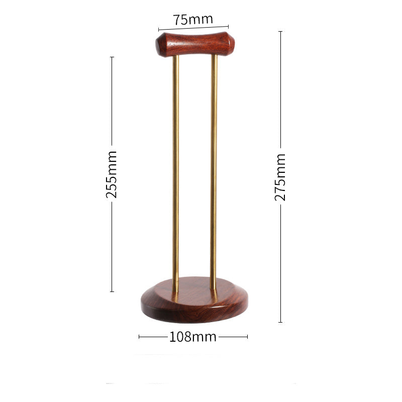 Auriculares de madera maciza con soporte de metal.