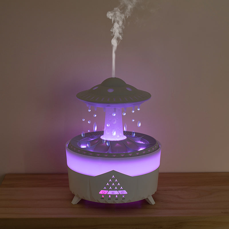 Humidificateur de pluie UFO goutte de pluie aromathérapie goutte d'eau ultrasonique humidificateur de pluie d'air 350 ml 7 couleurs lampe LED diffuseur d'arôme de goutte de pluie