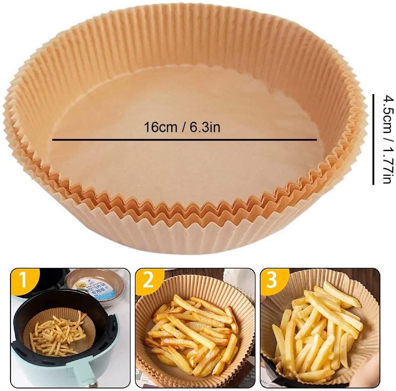 Doublures en papier jetables pour friteuse à air Doublures jetables antiadhésives, 200 pièces Doublures en papier jetables pour friteuse à air, papier parchemin rond pour friteuse à air de 6,3 pouces