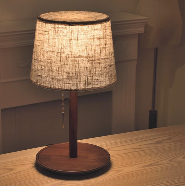 Walnut Solid Wood Bedroom Shade Bedside Lamp