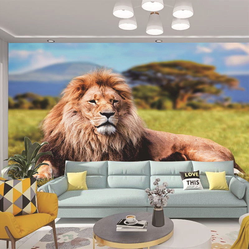 Mural de pared de fondo de TV para sala de estar, papel tapiz de animales personalizado en 3D