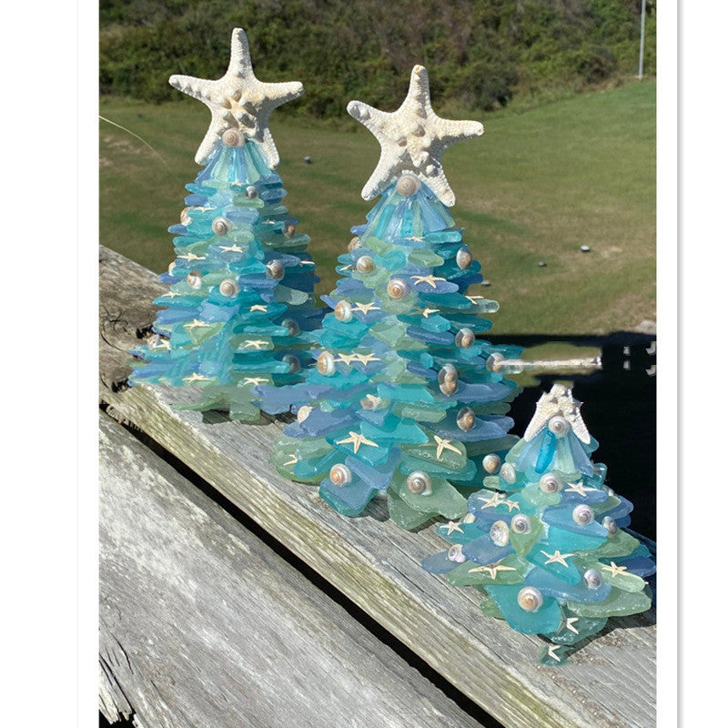 Décoration de Noël DIY Sapin de Noël bleu en verre Décoration créative unique