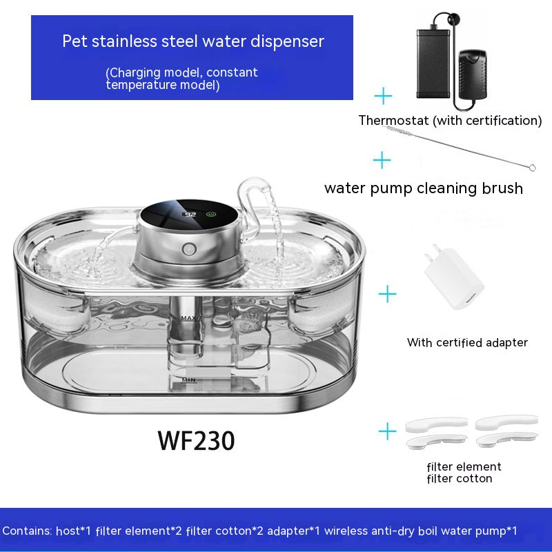 Distributeur d'eau intelligent pour animaux de compagnie, boucle sans fil, rechargeable