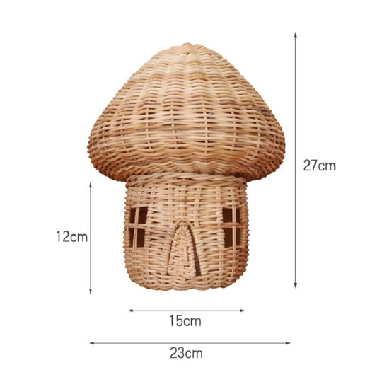 Ornements de maison de champignons tissés en rotin faits à la main