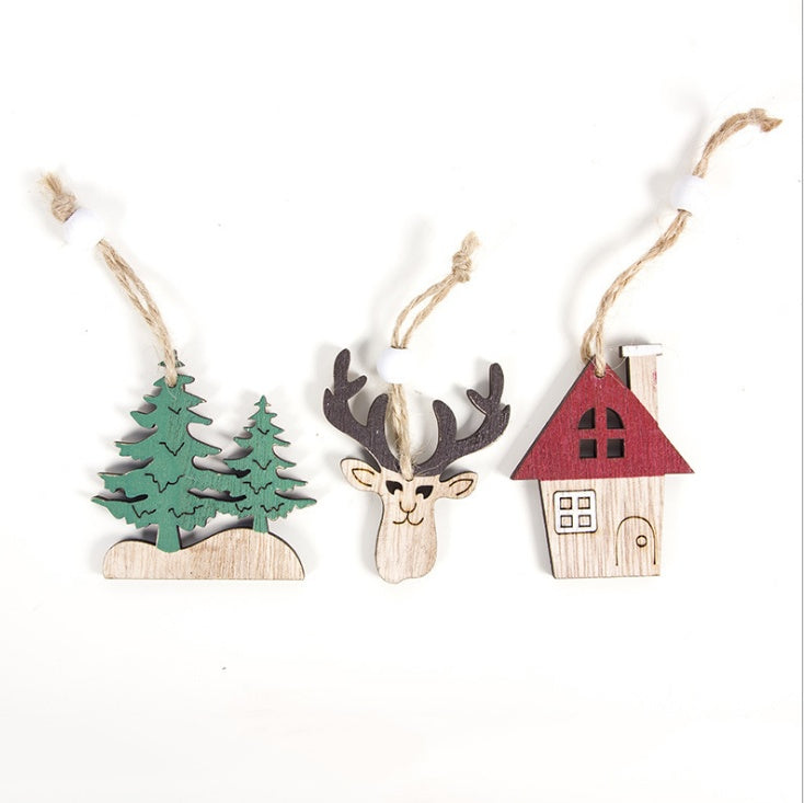 Pendentif créatif en bois pour décoration d'arbre de Noël