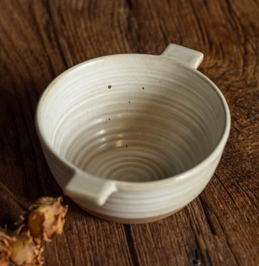 Bol à deux oreilles en grès Bol à petit-déjeuner Bol à flocons d'avoine rétro japonais