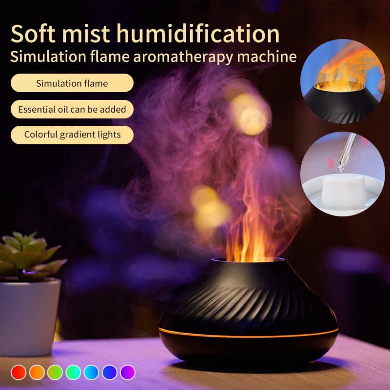 Nouveau diffuseur d'arôme de flamme volcanique lampe à huile essentielle 130 ml USB humidificateur d'air portable avec veilleuse de couleur brumisateur lumière LED