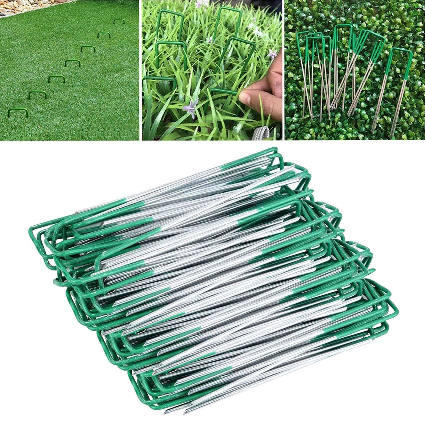 Weed Fabric Galvanised Staples Garden Turf Pins Securing Pegs U Artificial Grass