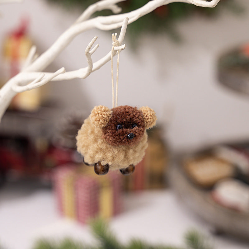 Décoration de Noël en peluche en feutre avec pendentif chiot