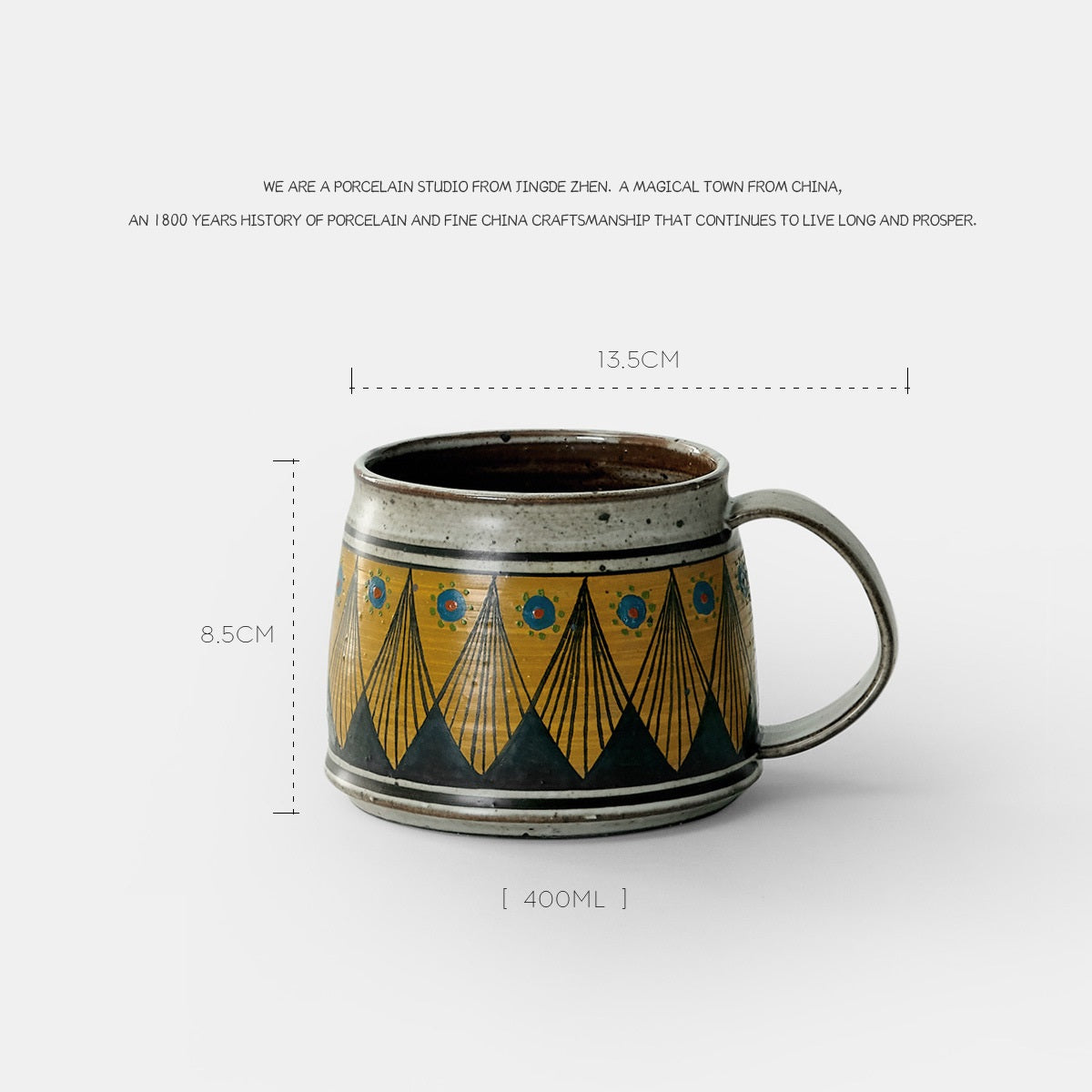 Taza de café con planta personalizada, taza pintada a mano, cerámica americana