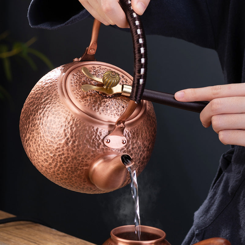 Copper Pot Tea Kettle Handmade Pure Copper Kettle Electric Ceramic Stove Side Handle Pot Pitcher Health Tea Set Copper Teapot