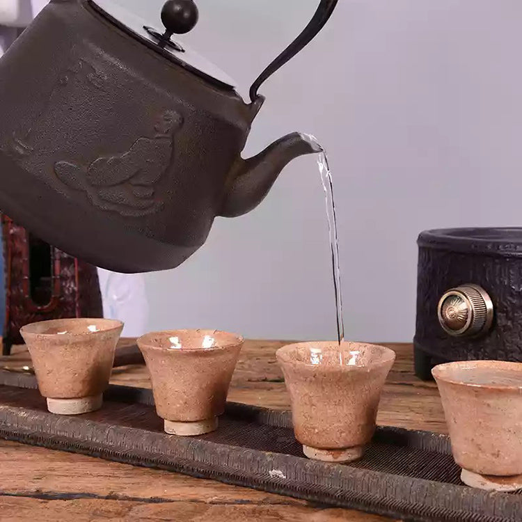 Cast Iron Embroidered Teapot Boiling Water