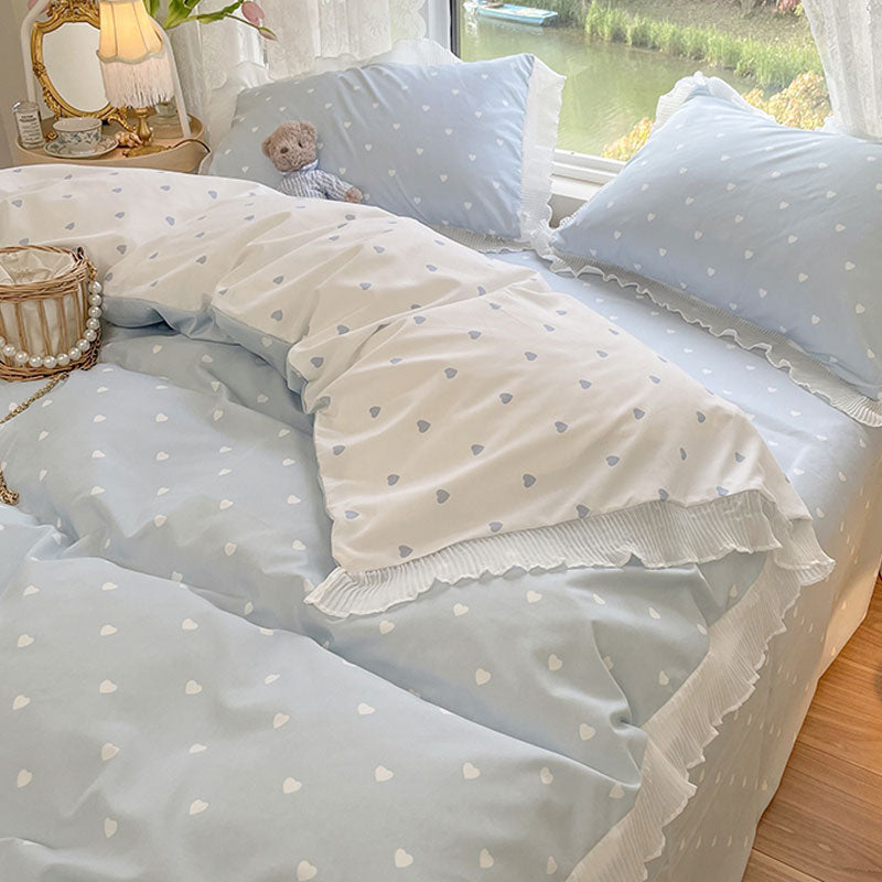 Petite housse de couette florale en coton lavé, ensemble de draps de lit quatre pièces