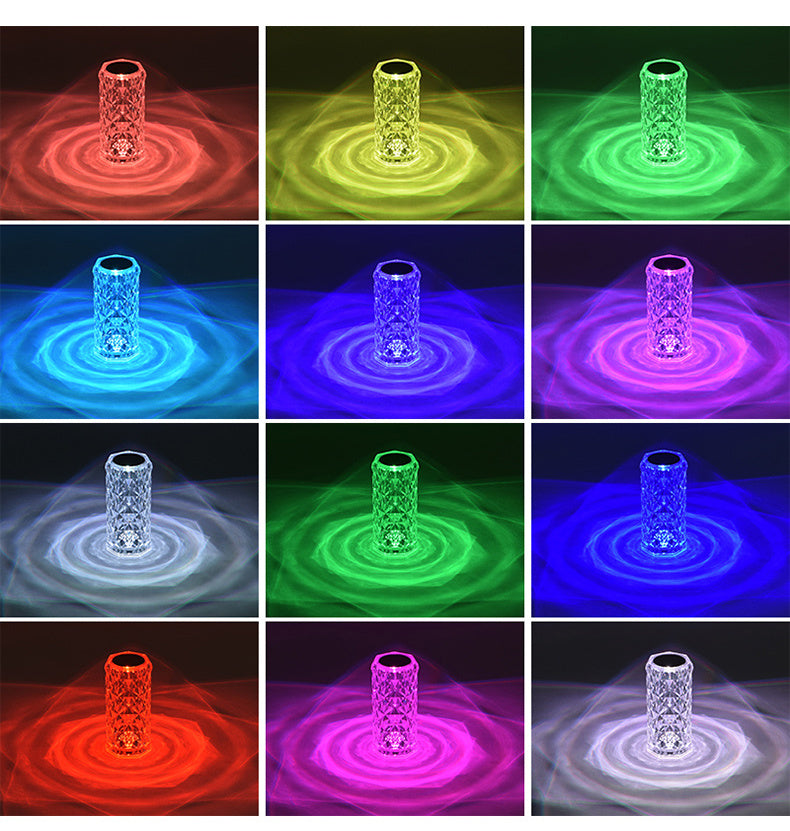 16 couleurs LED lampe en cristal Rose lumière tactile lampes de Table Bedr