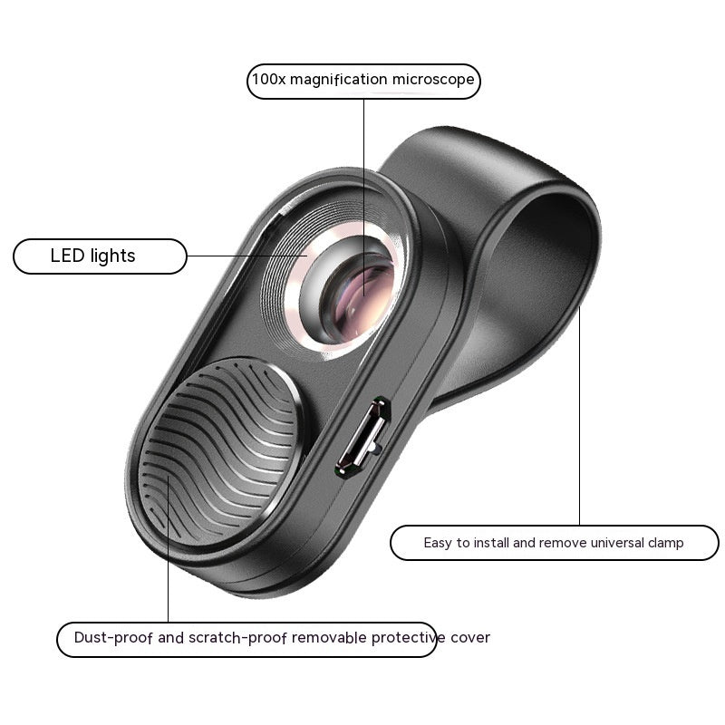 Microscopio de aumento móvil con lente miniportátil con luz LED