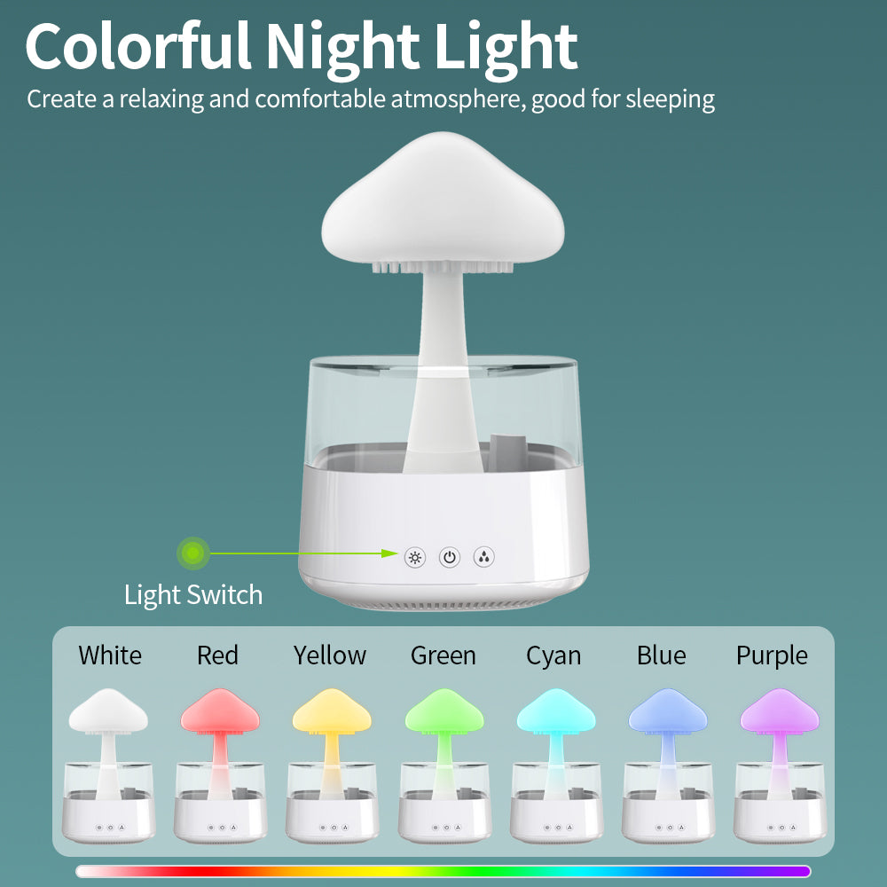 Usine en gros nouveau nuage de pluie USB humidificateur goutte à goutte d'eau champignon nuage de pluie diffuseur goutte d'eau son arôme lampe pour la maison