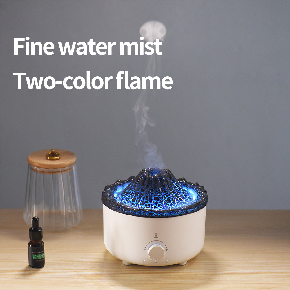 Muet de nouveau petit humidificateur de volcan à flamme simulée humidificateur de flamme diffuseur de volcan décorations pour la maison