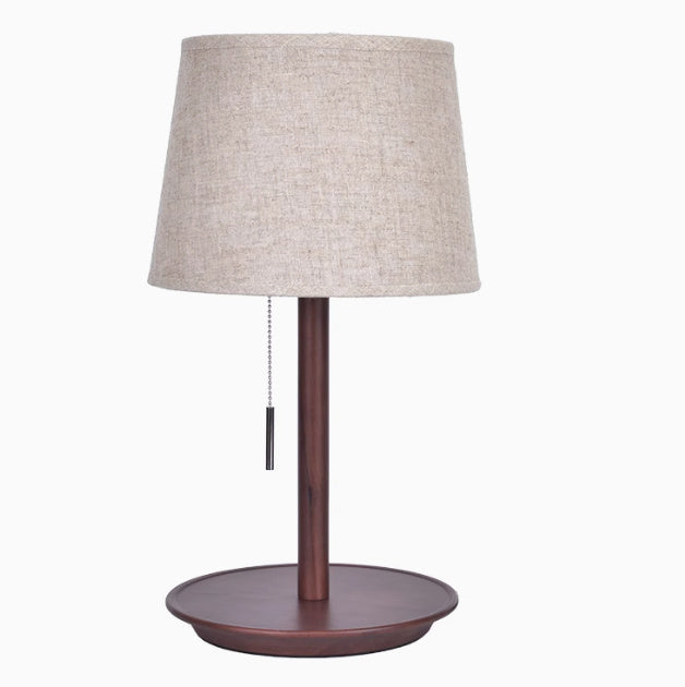 Walnut Solid Wood Bedroom Shade Bedside Lamp