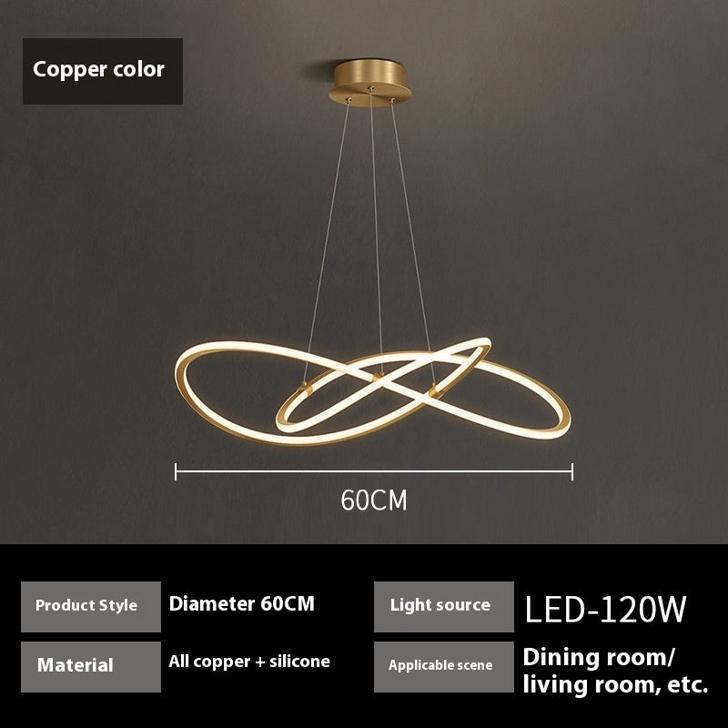 All Copper Minimalist Living Room Chandelier Modern Light Luxury Creative Chandelier