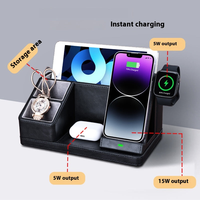 Chargeur sans fil 3 en 1, support de montre, casque de téléphone portable, Station de charge, boîte de rangement