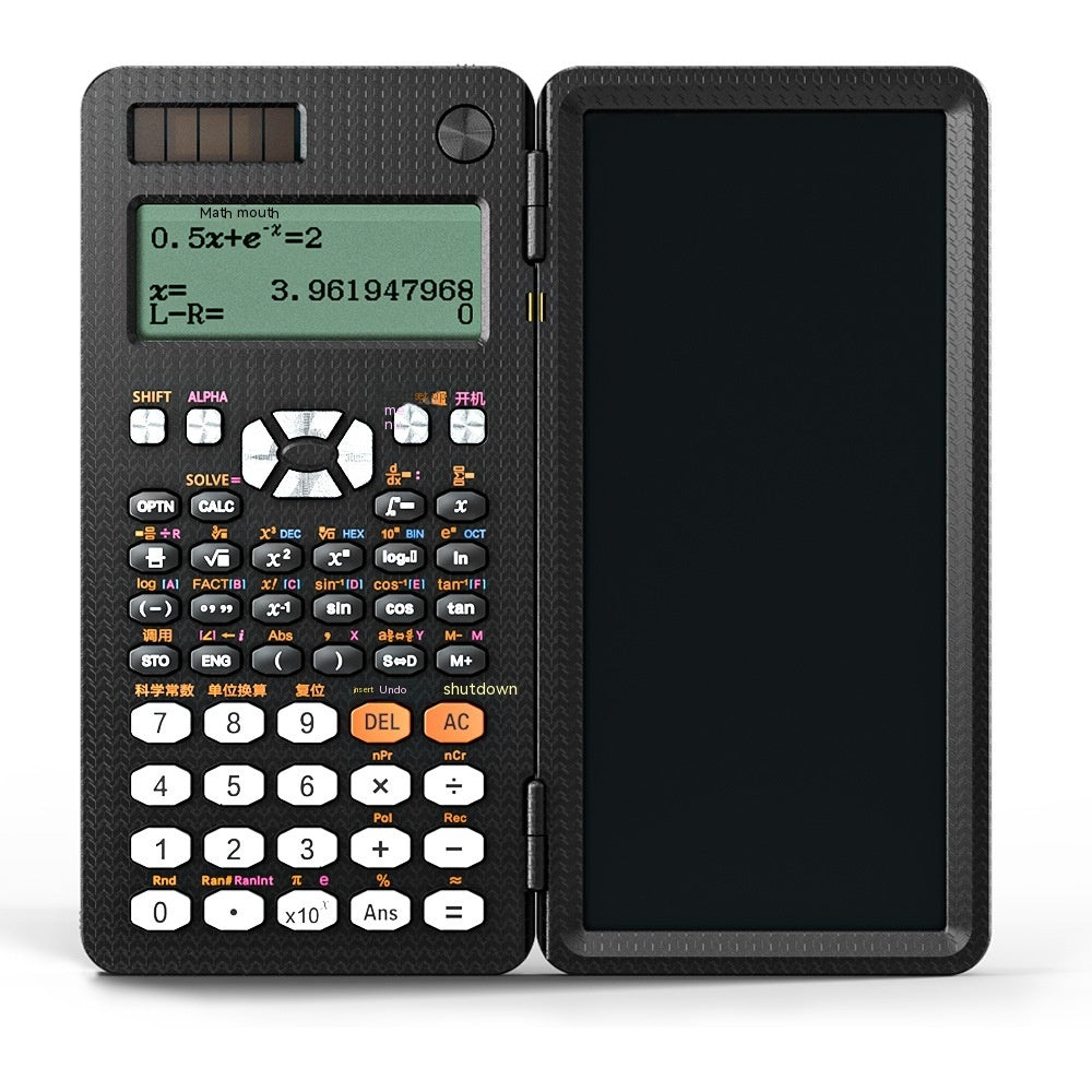 Calculatrice scientifique pliable 2 en 1 Tablette d'écriture manuscrite Fonction d'apprentissage Calculatrice Calculatrice scientifique de bureau pliable