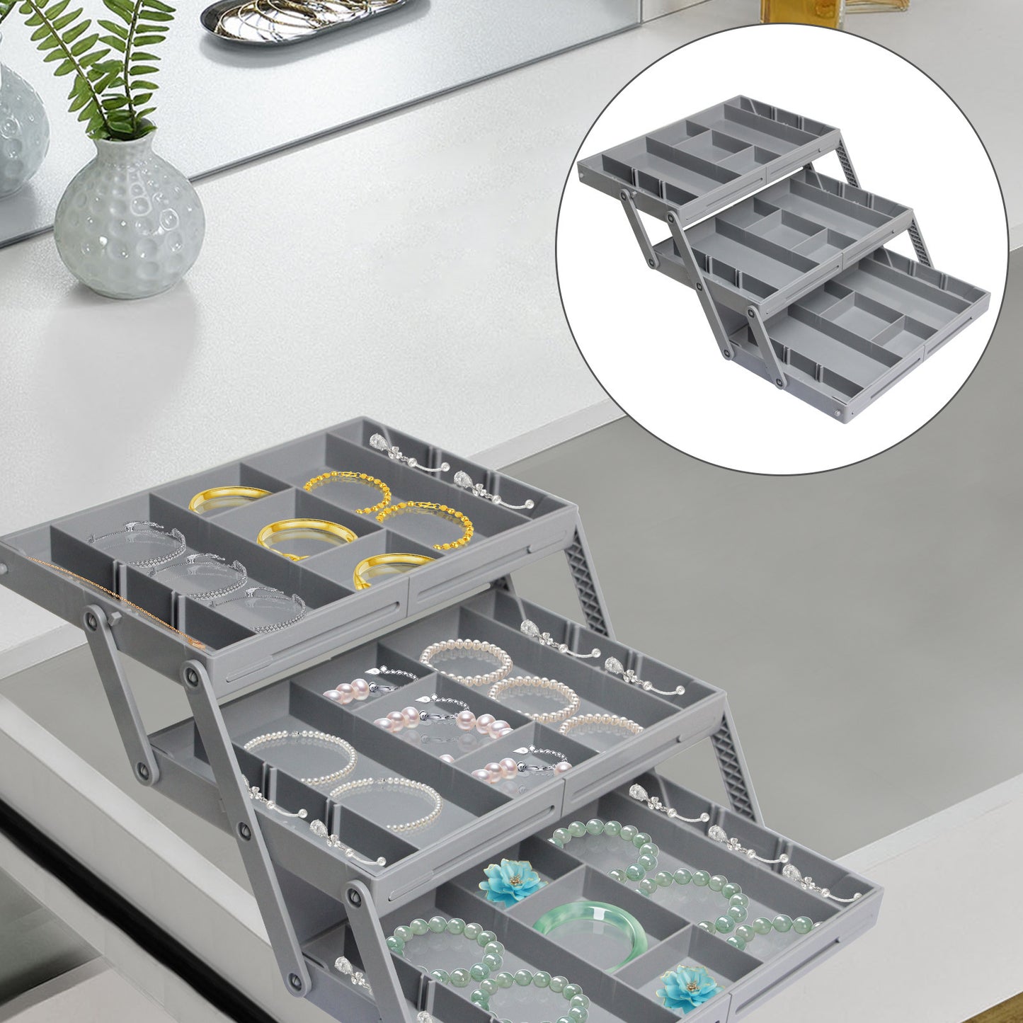 Caja de almacenamiento plegable para cocina, cajón de tocador, caja organizadora