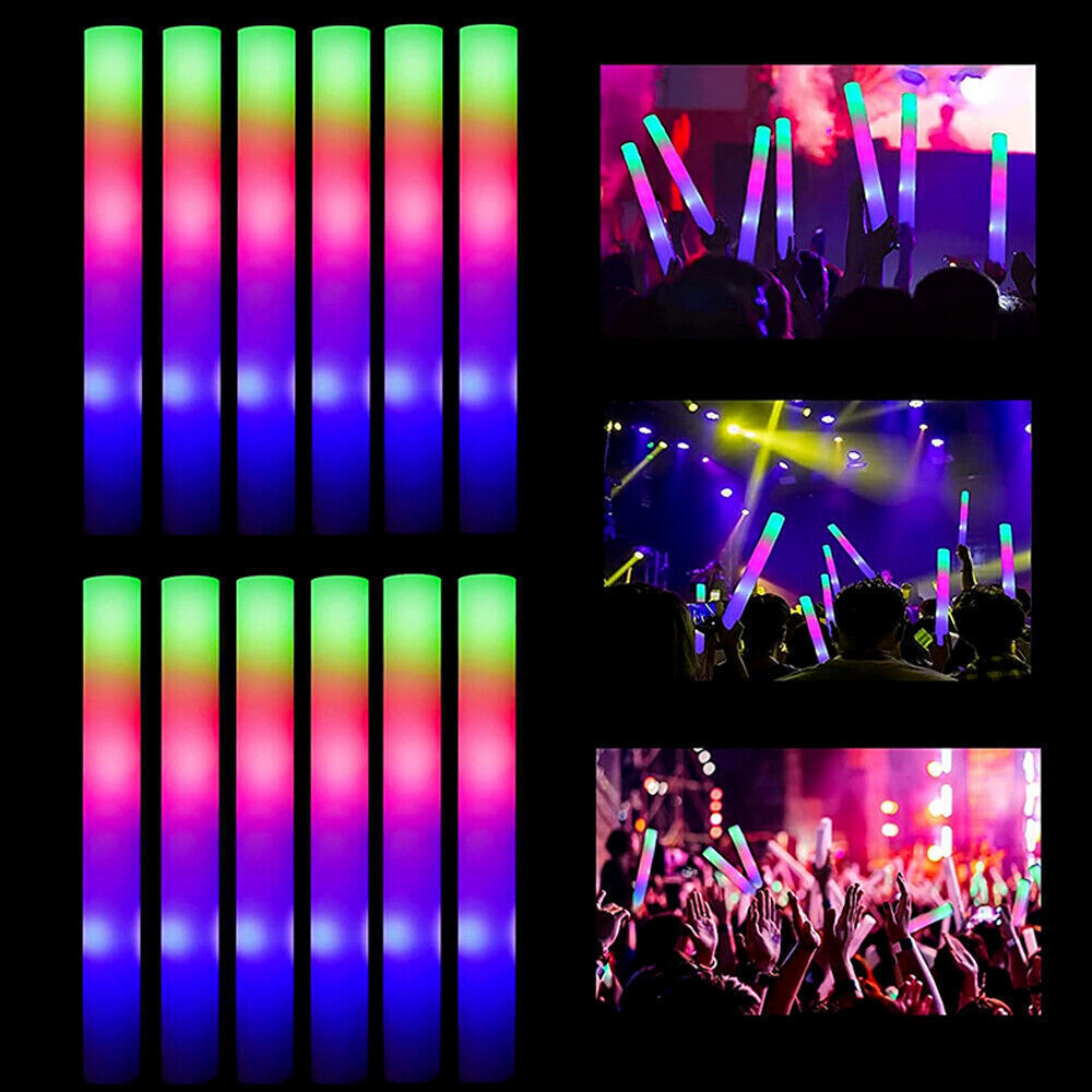 Bâtons de mousse LED multicolores clignotants, 50 à 100 pièces, brillent dans l'obscurité, pour fête, Concert