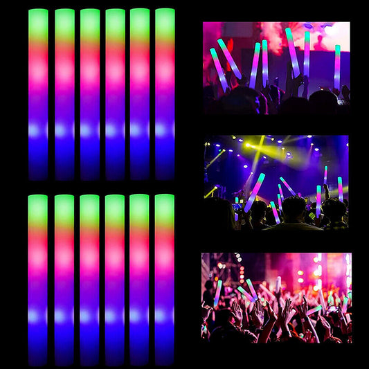 50-100pc LED espuma palos parpadeantes multicolor brillan en la oscuridad iluminan fiesta concierto