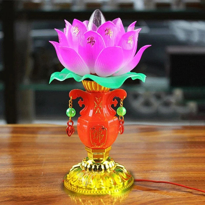 LED Lotus Buddhist Lamp Buddhism Faith Suppy Buddhism Prayer Lights