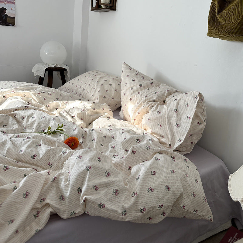 Lit en coton, ensemble de quatre pièces, housses de couette, draps