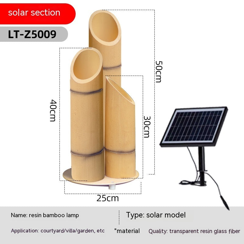 Lampe solaire d'extérieur en bambou, simulation étanche, jardin